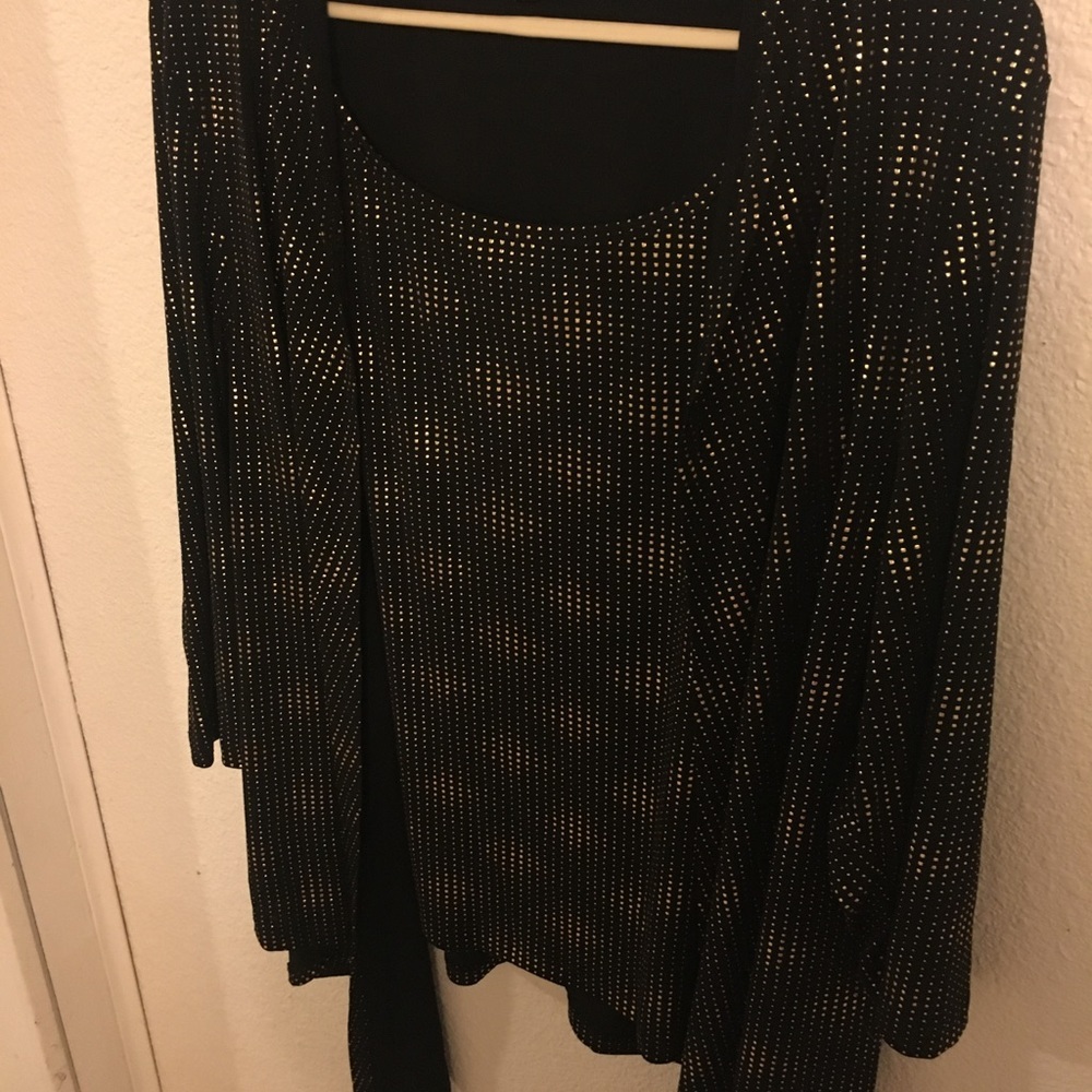 JM Collection Gold Studded Layered Hi-Lo Top | Business Casual Bling Tunic | XL - Picture 3 of 5